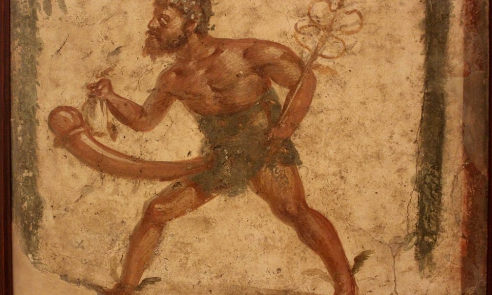 Príapo - Fresco pompeyano. Museo Arqueológico de Nápoles