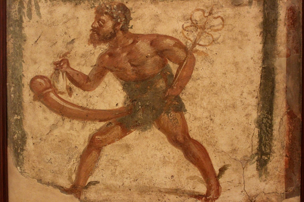 Príapo – Fresco pompeyano. Museo Arqueológico de Nápoles